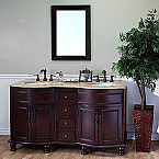 Bella 62 inch Light Walnut Finish Double Bathroom Vanity
