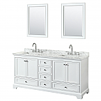 72 inch Double Sink Transitional White Finish Bathroom Vanity Set