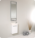 16" Small White Modern Bathroom Vanity with Faucet, Medicine Cabinet and Linen Side Cabinet Option