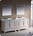 84" Antique White Traditional Double Sink Bathroom Vanity with Top, Sink, Faucet and Linen Cabinet Option