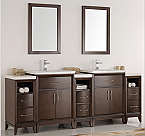 84" Antique Coffee Double Sink Traditional Bathroom Vanity in Faucet Option