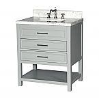 30" Adelina Contemporary Style Single Sink Bathroom Vanity with Italian Carrara Marble Countertop and Pure White Finish 