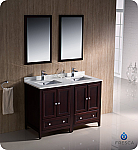 48" Mahogany Traditional Double Sink Bathroom Vanity with Top, Sink, Faucet and Linen Cabinet Option