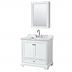 36 inch Transitional White Finish Bathroom Vanity Set