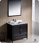 36" Espresso Traditional Bathroom Vanity with Top, Sink, Faucet and Linen Cabinet Option