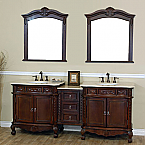 82.7 inch All Wood, Double Sink Vanity Walnut Finsh Antique with marble Top Option