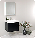 24" Black Modern Bathroom Vanity with Faucet, Medicine Cabinet and Linen Side Cabinet Option