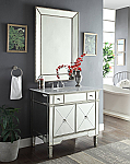 36 inch Adelina Mirrored Silver Bathroom Vanity White Carrara Marble Top