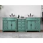 Adelina 90" Antique Mint Green Traditional Style Double Sink Bathroom Vanity with White Carrara Marble Countertop
