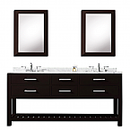 60 inch Espresso Double Sink Bathroom Vanity Two Mirrors