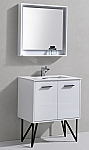 Modern Lux 30" High Gloss White Bathroom Vanity w/ Quartz Countertop and Matching Mirror