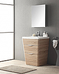 25 inch Modern Bathroom Vanity White Oak Finish 
