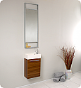 16" Small Teak Modern Bathroom Vanity with Faucet, Medicine Cabinet and Linen Side Cabinet Option