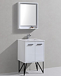 Modern Lux 24" Gloss White Bathroom Vanity w/ Quartz Countertop and Matching Mirror