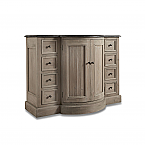 48" Reclaimed Pine Single Bowed Front Vanity with Blue Stone Top Wash Finish 