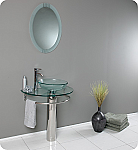 30" Modern Glass Bathroom Vanity with Faucet and Cabinet Option