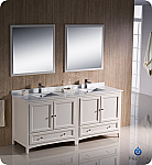 72" Antique White Traditional Double Sink Bathroom Vanity with Top, Sink, Faucet and Linen Cabinet Option