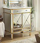 32 inch Adelina Mirrored Gold Bathroom Vanity White Marble Top