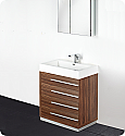 30" Walnut Modern Bathroom Vanity with Faucet, Medicine Cabinet and Linen Side Cabinet Option