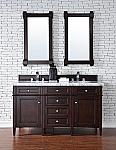 James Martin Brittany Collection 60 inch Double Sink Contemporary Bathroom Vanity Mahogany Finish Optional Tops