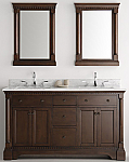 61" Antique Coffee Double Traditional Bathroom Vanity in Faucet Option
