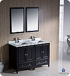 48" Espresso Traditional Double Sink Bathroom Vanity with Top, Sink, Faucet and Linen Cabinet Option