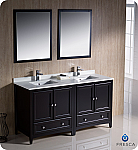 60" Espresso Traditional Double Bathroom Vanity with Top, Sink, Faucet and Linen Cabinet Option