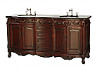 68" Adelina Antique Style Double Sink Bathroom Vanity in Walnut Finish with Coral Brown Granite Countertop and Oval White Porcelain Sink 