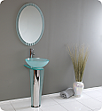 17" Modern Glass Bathroom Vanity with Faucet and Cabinet Option