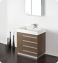 30" Gray Oak Modern Bathroom Vanity with Faucet, Medicine Cabinet and Linen Side Cabinet Option