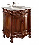 27" Deep Chestnut Finish with Imperial White Marble Top and Matching Medicine Cabinet 