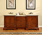 Accord 87 Inch Antique Double Sink Bathroom Vanity with Creme Marfil Top