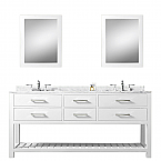 72 inch White Double Sink Bathroom Vanity Two Mirrors