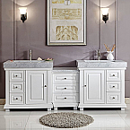 90 inch Double Sink Bathroom Vanity White Finish Integrated Carrara Marble Sink