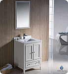 24" Antique White Traditional Single Bathroom Vanity with Top, Sink, Faucet and Linen Cabinet Option