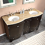 Accord Traditional 60 inch Double Sink Bathroom Vanity Dark Walnut Finish
