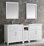 72" White Double Sink Traditional Bathroom Vanity in Faucet Option