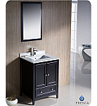 24" Espresso Traditional Single Bathroom Vanity with Top, Sink, Faucet and Linen Cabinet Option