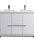 Modern Lux 48" Double Sink High Gloss White Modern Bathroom Vanity with White Quartz Counter-Top
