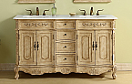 60 inch Adelina Double Bathroom Vanity in Antique Beige with Ivory White Marble