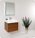 24" Teak Modern Bathroom Vanity with Faucet, Medicine Cabinet and Linen Side Cabinet Option