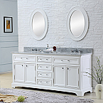 72 inch Traditional Double Sink Bathroom Vanity Marble Countertop