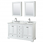 60 inch Double Sink Transitional White Finish Bathroom Vanity Set