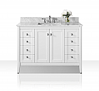 48" Bath Vanity Set in White Finish with Natural Marble Vanity Top in Italian Carrara and White Undermount Basin