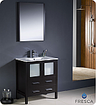 30" Espresso Modern Bathroom Vanity with Faucet and Linen Side Cabinet Option