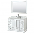 48 inch Transitional White Finish Bathroom Vanity Set