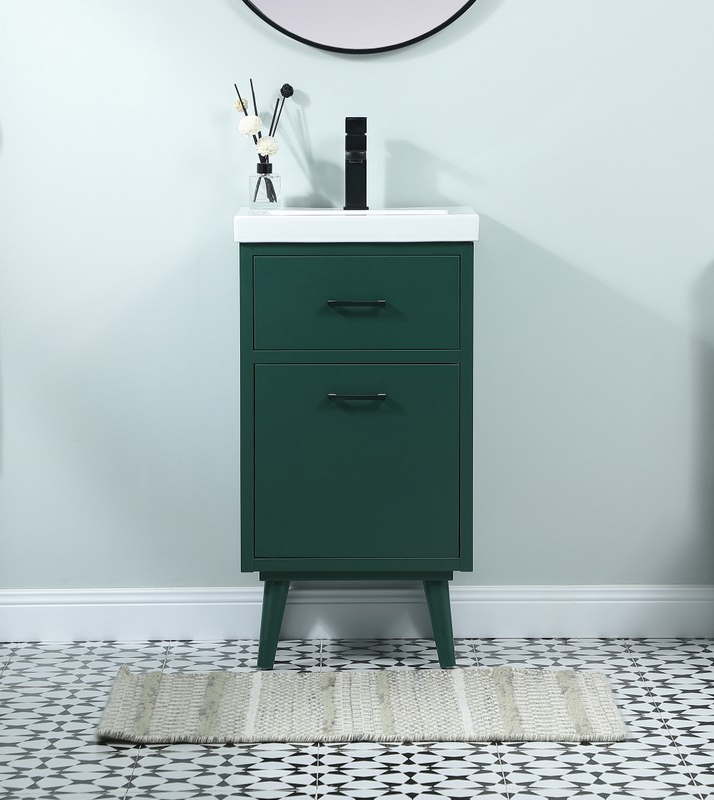 18 inch Bathroom Vanity in Green