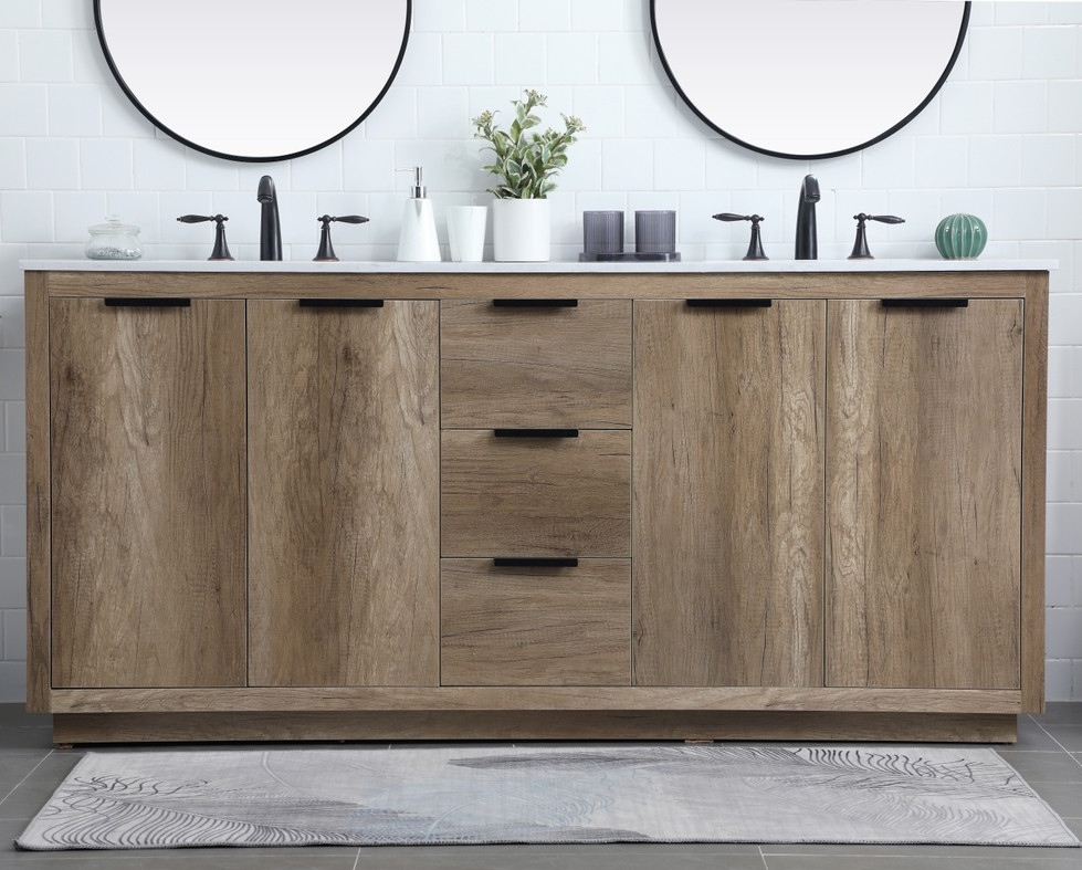 72 inch Double Bathroom Vanity in Natural Oak