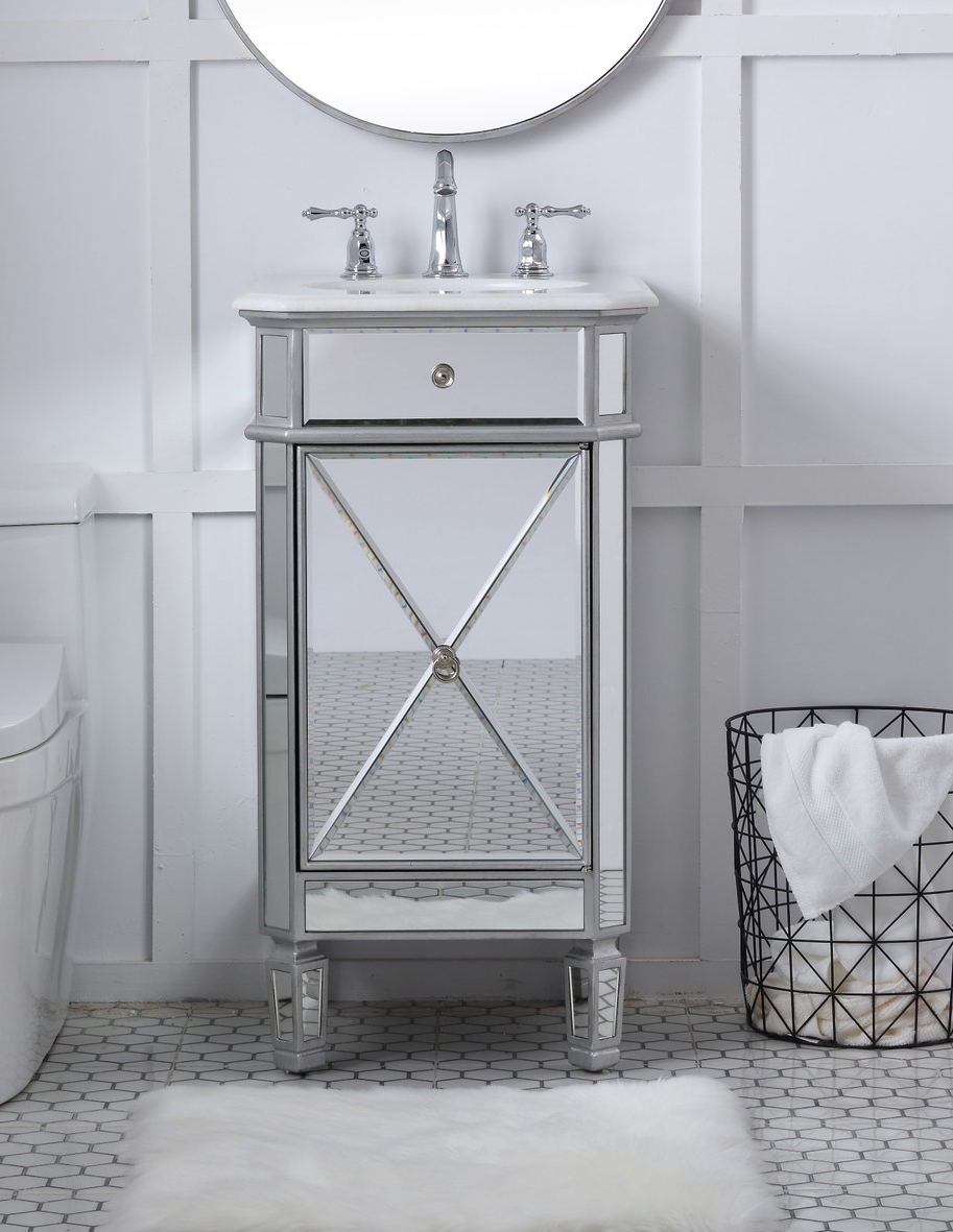 19 in. Single Bathroom Vanity Set in Antique Silver 